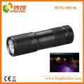 Factory Price 390nm to 395nm 9LED Aluminum 9 led Purple Light blacklight Torch flashlight